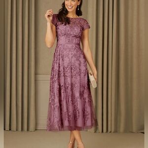 NWT AZAZIE Sanna Mother of Bride Bridesmaid Lace Dress in Mauve